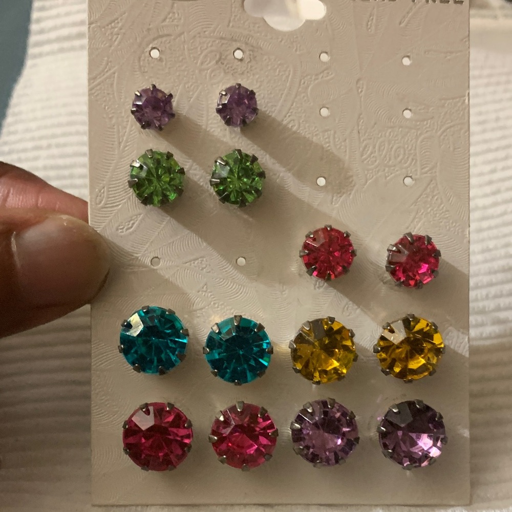 Vibrant Multi-Color Crystal Earring Set